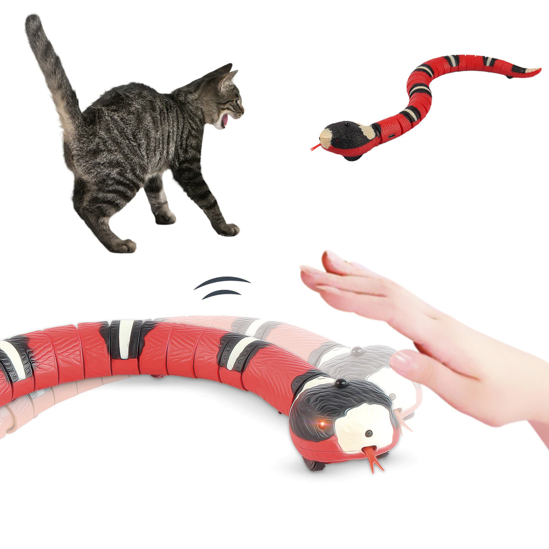 Ultimate Interactive Snake Toy for Cats - Entertain Your Furry Friend with Smart Sensing Technology and USB Rechargeable Fun!