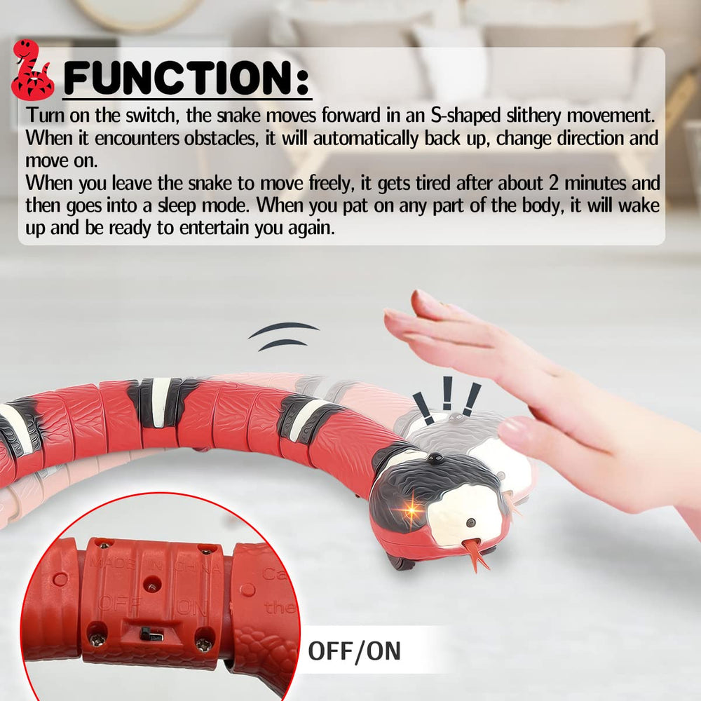 Ultimate Interactive Snake Toy for Cats - Entertain Your Furry Friend with Smart Sensing Technology and USB Rechargeable Fun!